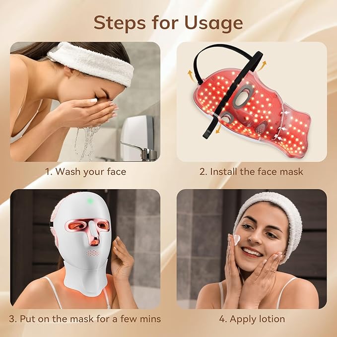 Red Light Therapy Mask for FaceCordless LED Face Mask Light TherapyUSB C RechargeableInfrared Lights Masks for Home Working Travel Yoga Sleep