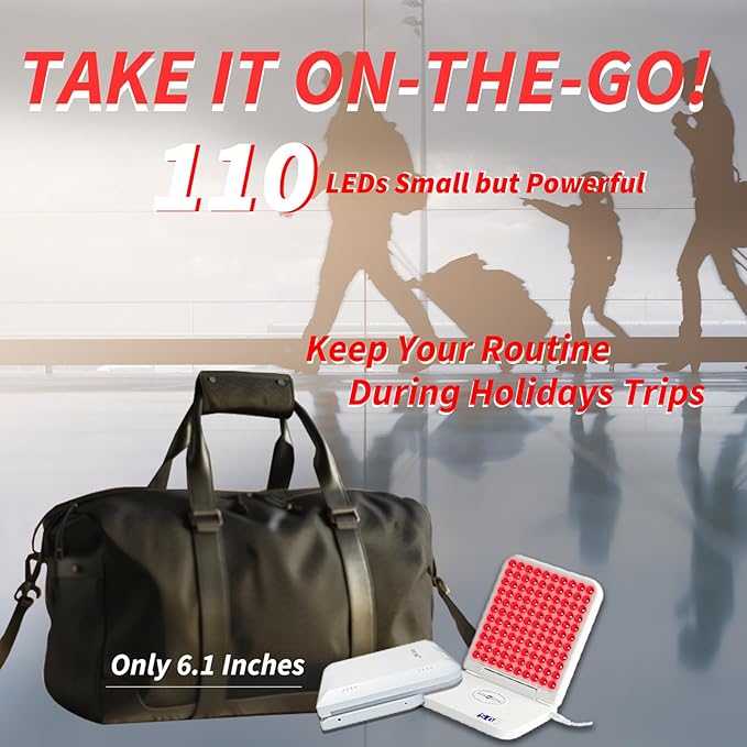 Red Light Therapy Lamp 110 Tri-Chip LEDs Foldable Portable Table Lamp 660nm Red &amp 850nm Near Infrared (NIR) Timer 110-240V Face &amp Body