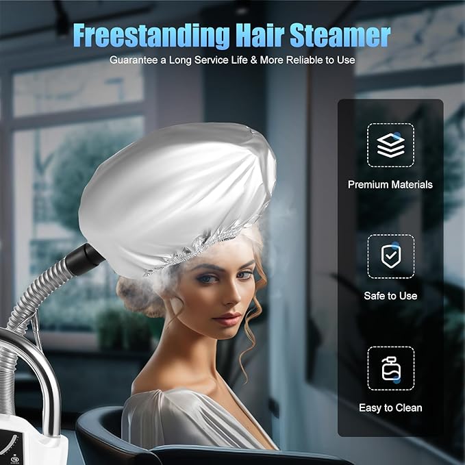 Standing Hair Steamer for Deep Conditioning 7 in 1 Nano Ionic Steam Therapy Pro Hair Care SPA Treatment w/Steam Caps 8-Temp Adjustable for Hair Treatment Coloring Scalp Care - Salon &amp Home Us