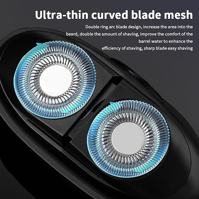 WAIKIL Rotary Electric Shaver Mini Portable for MenFacial Trimmer LED Cordless Rechargeable Men's Grooming IPX7 Waterproof Wet and Dry Choice for Travel