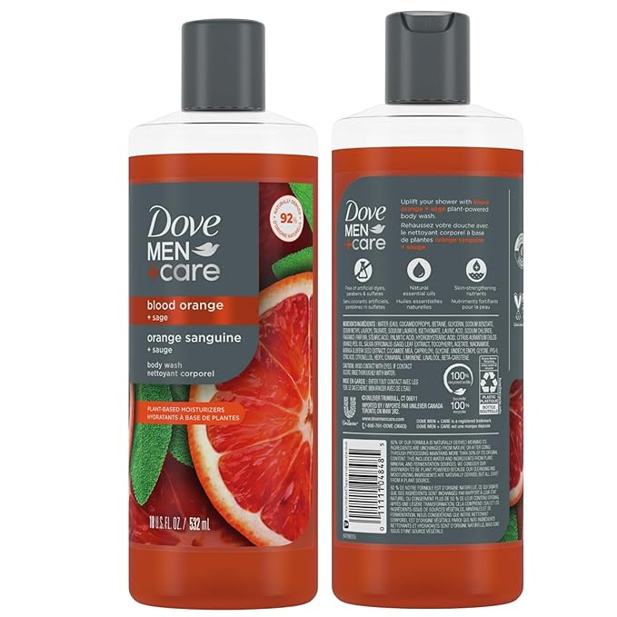 Dove Men + Care Body Wash for Men | Liquid Body Wash to Uplift and Restore (Blood Orange + Sage)