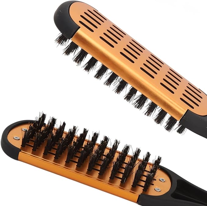 Hair Straightening Comb Double Sided Straightening Detangler Comb Hair Straightening Comb Styling Tools Flat Brush Spring Elasticity Softness Beard for Wet Dry