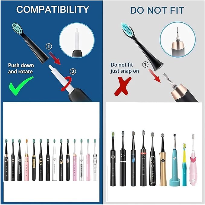 Replacement Electric Toothbrush Head Bristle Brush Refill Compatible with Fairywill FW-D1/FW-D3/FW-D7 Toothbrush Refills(10 PCS WT)