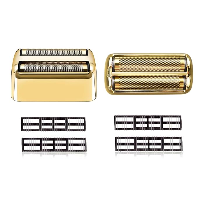 Gold Replacement blades Foil and Cutters Compatible with BaBylissPRO Barberology FXFS2 Shaver foil Replacement Heads(2 pack ）