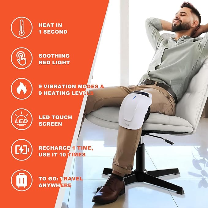 Knee Massager with Heat and Vibration Cordless Smart Massager for Joint Support and Muscle Relaxation