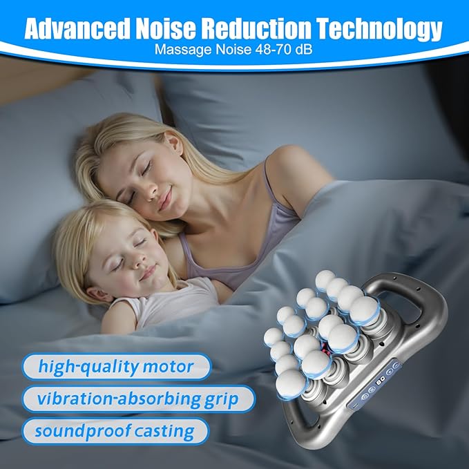 Massage Gun Deep Tissue – 16 Heads 9 Speeds &amp 9 Modes High Power Percussion Massager Gun for Full Body Relief Muscle Fascia Massage Gun