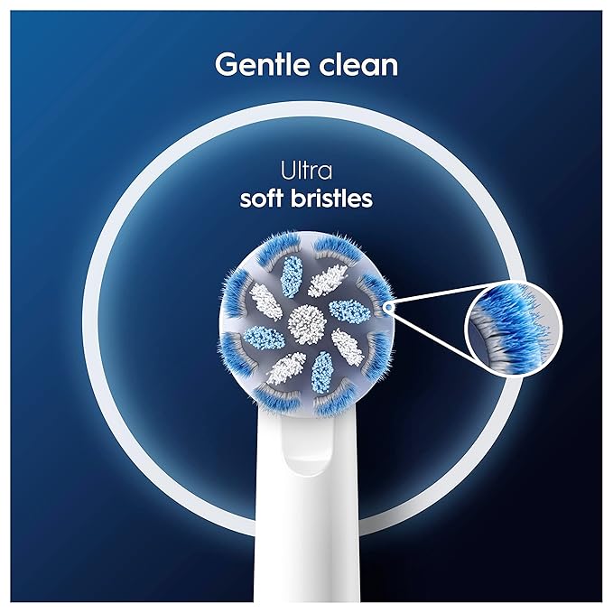 Oral-B Pro Sensitive Clean Electric Toothbrush Replacement Heads X-Shaped &amp Extra Soft Bristles for Gentle Brushing &amp Plaque Removal Pack of 4 Toothbrush Heads White