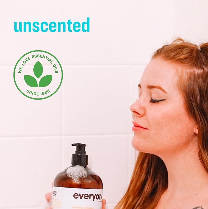 Everyone 3-in-1 Soap Body Wash Bubble Bath Shampoo 32 Ounce (Pack of 2) Unscented made for Men and Women