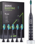 Sonic Electric Toothbrush for Adults - Deep Cleaning Teeth Whitening6 Replacement Brush Heads100-Day Battery5 Modes w/SensitiveIPX7 Waterproof (Color Options)