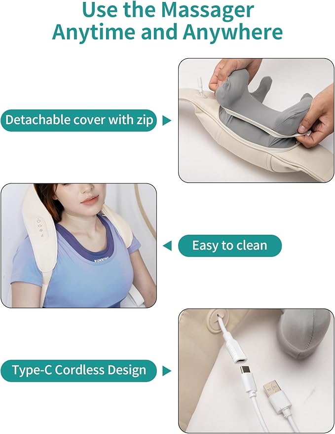 Shiatsu Neck and Back Massager with Adjustable Heat Electric Kneading Back Massager Pillow for Shoulder Waist Thighs and Deep Tissue Muscle Pain Relief Ultimate Relaxation Perfect for Home Office