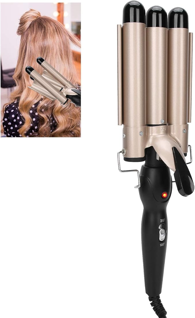 3 Barrel Curling Iron25mm?1 inch ?Professional Hair Curling Wand with Two Temperature Control 3 Barrel Hair Waver Compatiable for All Hairstyles