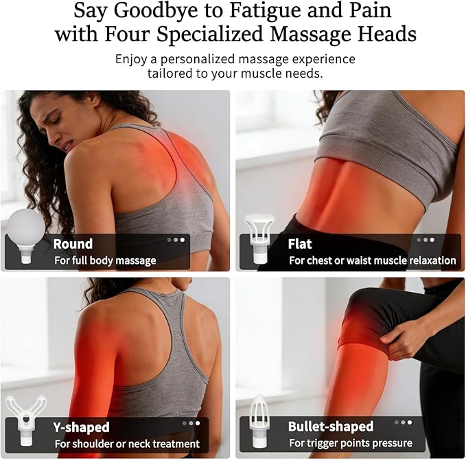 Sfozstra Deep Tissue Massage Gun: Handheld Electric Percussion Muscle Massager with 12-Speed Intelligent Feedback System &amp AI-Powered Response - Detachable Extended Handle for Back Leg Pain Relief