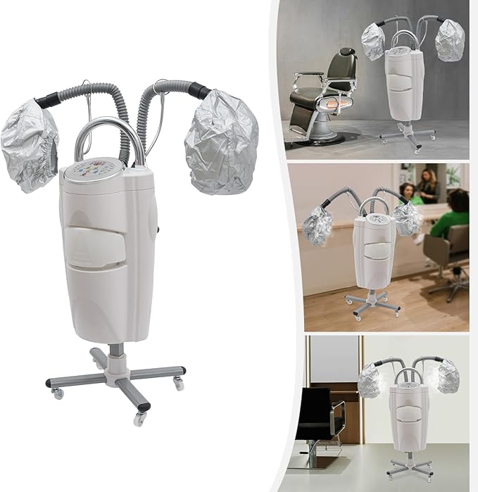 Hair Steamer Ozone Micro Mist 700W Temp &amp Timer Adjustable Treatment Perming Machine with 4 Wheels Ideal for Home Salon Use White