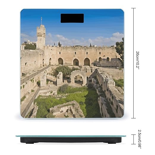 Israel at The Tower of David Scale for Body Weight High Precision Digital Weight Scales with LCD Display Anti-Slip Sturdy Slim Tempered Glass Bathroom Scale for Home Use