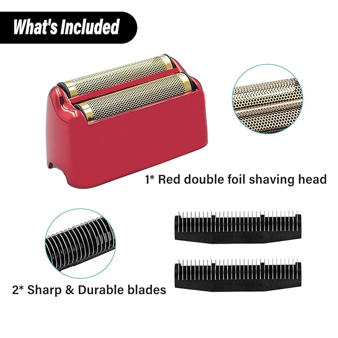Compatible with BaByliss Pro FX3 Foil Shaver Replacement Head Pro Shaver Rplacement Foil Red Compatible with BaBylisspro FX3 Professional High Speed Foil Shaver Top FXX3RF Blade Parts with 2 Cutters