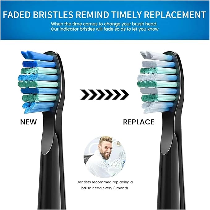 Replacement Toothbrush Heads Compatible for FW-507/508/551/515/917/959/2011FW-D1/D3/D7/D8 Electric(10 Black Care(Soft))
