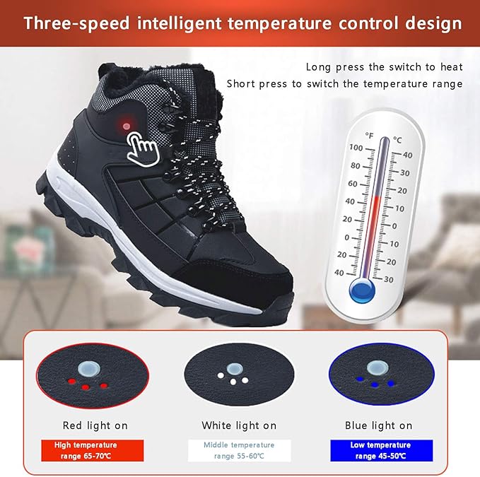 Electric Warm Shoes Winter Heating Charging Foot Cushion with 3 Temperature Settings Electric Foot Warmers Heating Shoes to Keep Feet Warm for Outdoor and Intdoor Safe UseBlack GreenMale 44