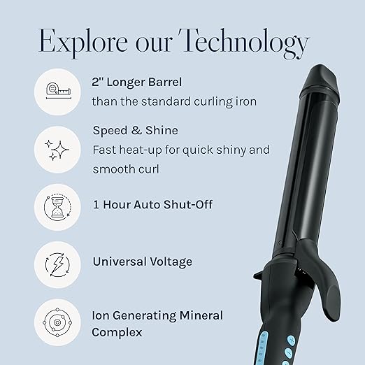 Bio Ionic Long Barrel Curling Iron with Moisture Heat Technology &amp NanoIonic MX Versatile Curling Wand - Multiple Barrel Sizes for Tight Classic Loose &amp Soft Curls