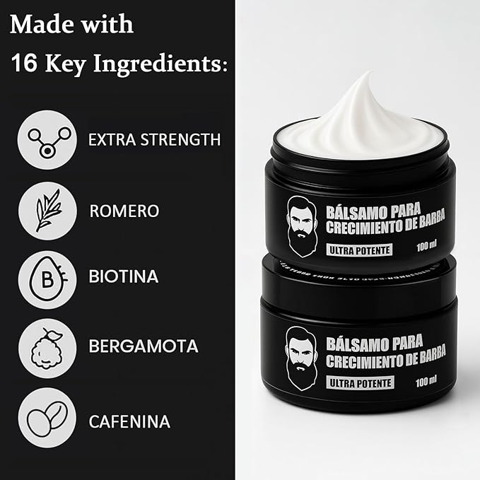 Estimulante Para Barba – Bálsamo de Crecimiento Ultra Potente Beard Stimulating Balm Moisturizes &amp Strengthens Beard 100 ml / 3.5 oz
