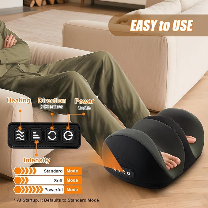 Foot Massager with Heat Shiatsu Kneading Foot and Calf Electric Massager Machine with Roller Massage Feet/Arm/Calf/Ankle for Relax Plantar Fasciitis Pain Relief Gifts for Women &amp Men Black