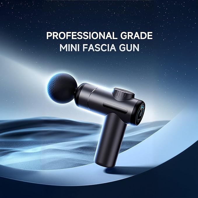 Portable Deep Tissue Muscle Massage Gun – 99-Speed Handheld Percussion Massager with LCD Display Quiet Motor 6 Heads &amp Carrying Case – Rechargeable Body Relaxation Tool for Active Lifestyles