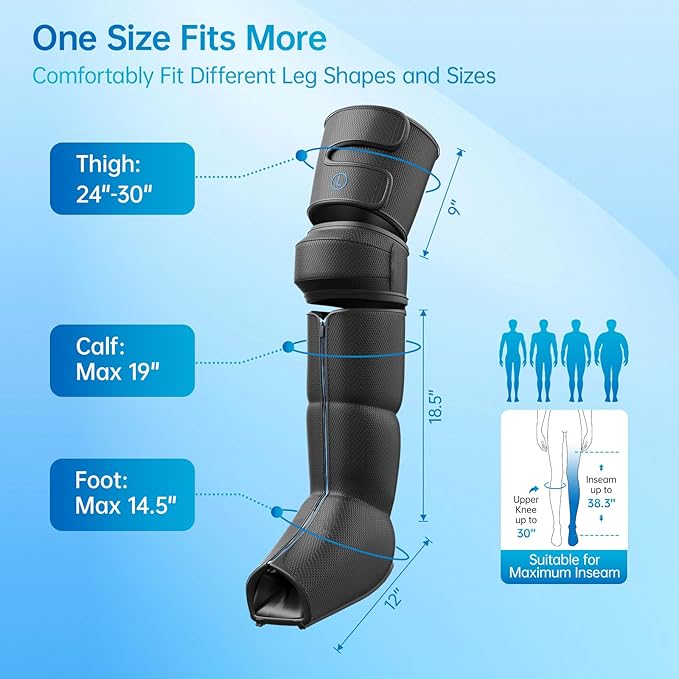 Leg Massager with Heat and Air Compression Foot and Calf Massager for Circulation and Pain Relief Sequential Compression Boots with 6 Modes 9 Intensity 3 Heat - Gifts for Mom Dad Woman