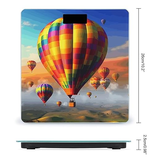 Hot Air Balloons Weight ScaleClear LED Display Bathroom Digital Weighing ScaleTempered Glass Digital Bathroom Scale for Body Weight Capacity Up to 400 Lbs