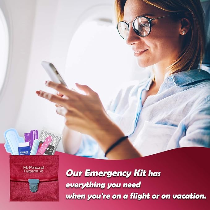 Light Rose Style Menstrual Kit All-in-One 60 Pack | Convenience on The Go | Period Kit Pack for Travelling Tweens &amp Teenagers or just When You’re Out | Individually Wrapped Feminine Hygiene Produ