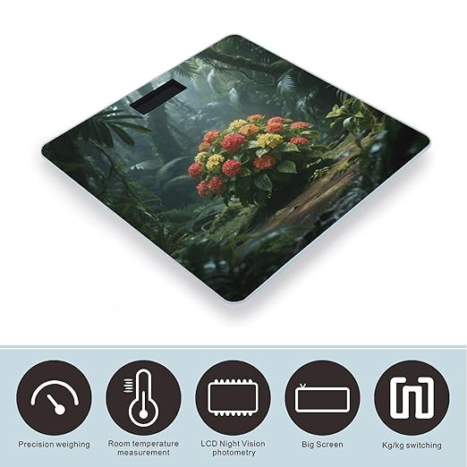 Rainforest Hydrangea Weight Scale Large Digital Bathroom Scales with Bright LED Display Non Slip Digital Scale and Step On Fashion Weighing Machine for Body