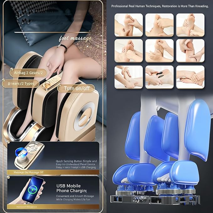 Foot Massager Calf Heating Massage Foot Sole Massage Rollers Relieves Fatigue Suitable for Office Workers(Gold)
