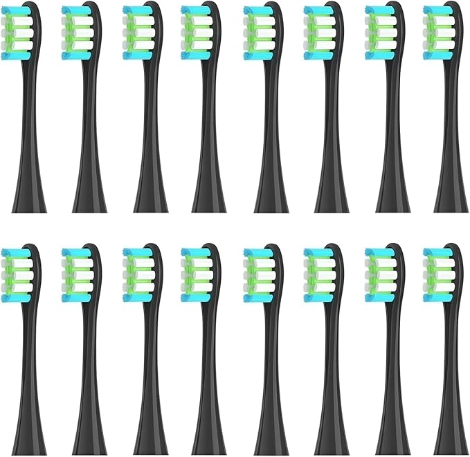 16pieces Replacement Brush Heads Compatible with Oclean SonicX/X Pro/ Z1/ SE / F1 / One / PW01/03/05/07/09 P5 Electric Toothbrush Heads(16 Black)