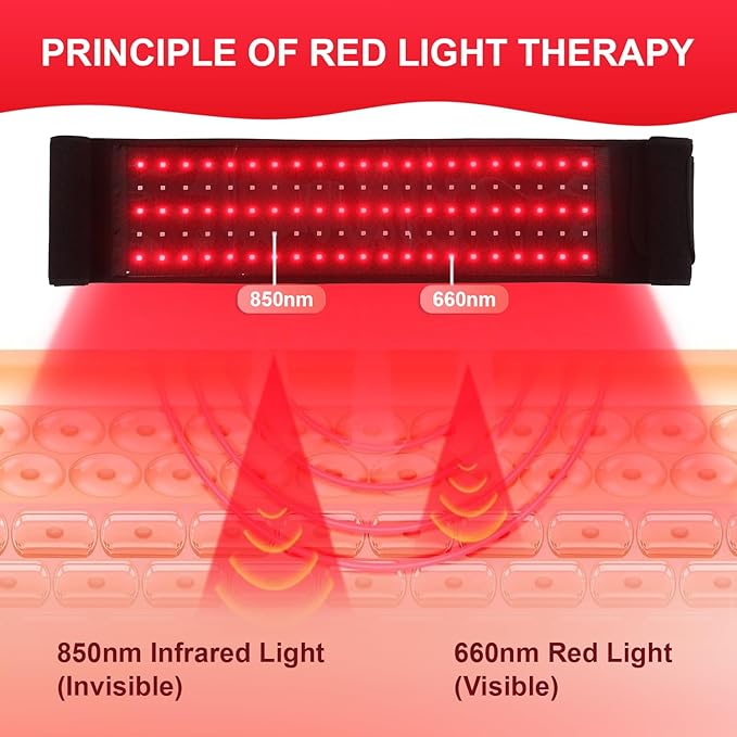 Red Light Therapy Belt for Body Infrared Light Therapy Pad 660nm&amp850nm Near Infrared Light Therapy Belt Wrap with Timer