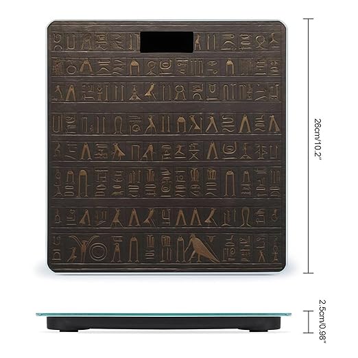 Digital Bathroom Scale for Body Weight Scale with Bright LCD Display High Accuracy Step-On Technology Auto On/Off Ancient Egyptian Hieroglyph Digital Scales 400 Lbs /180kg