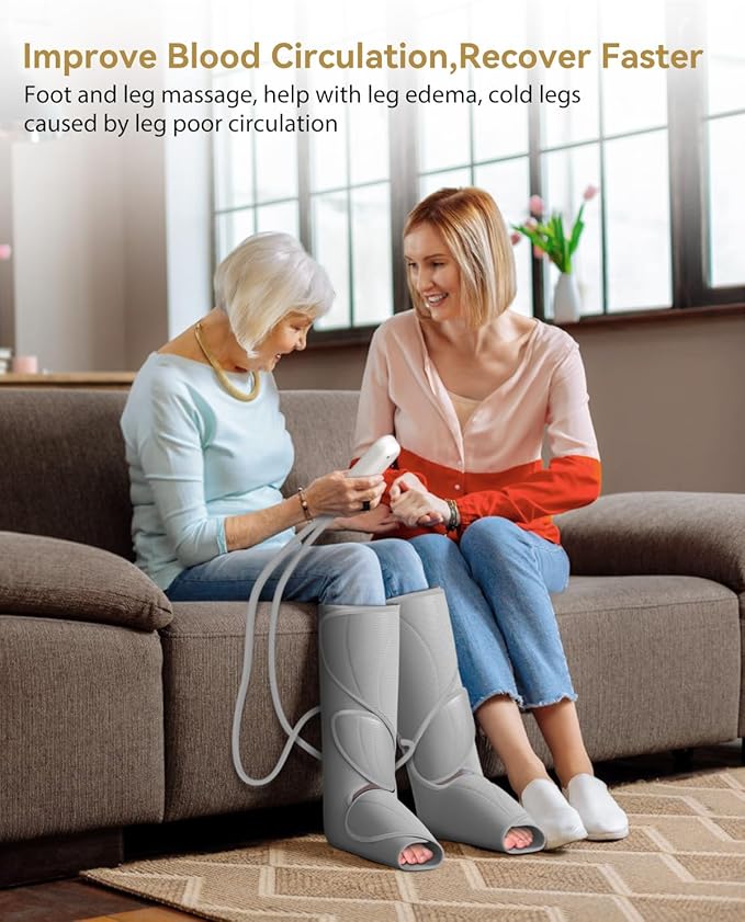 FIT KING Air Compression Leg Massager Pneumatic Compression Boots for Circulation &amp Pain Relief Swelling Edema RLS - Foot and Calf Massager Gift for Mom Wife