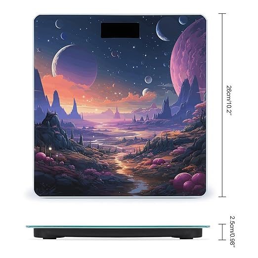 Colorful Retro Space Theme Bathroom Scale Rounded Smart Scale for Body Weight Automatic Power On/Off Weight Scales Accurate Bathroom Digital Scales for Pet Home Bedroom Kitchen