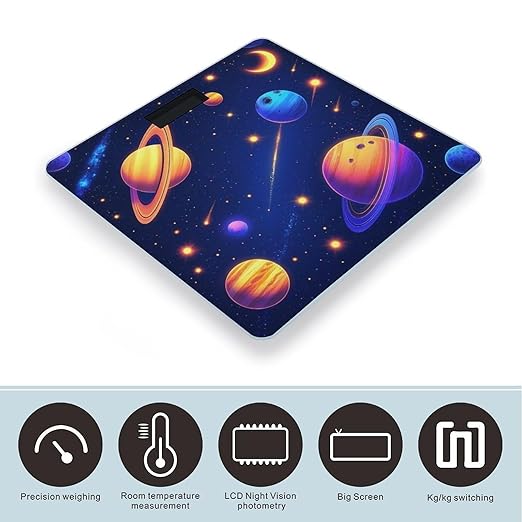 Digital Bathroom Weighing Scale Energy Saving Scale Smart Scale for Body Weight Cosmic Universe Stars Planets Blue Galaxy Art