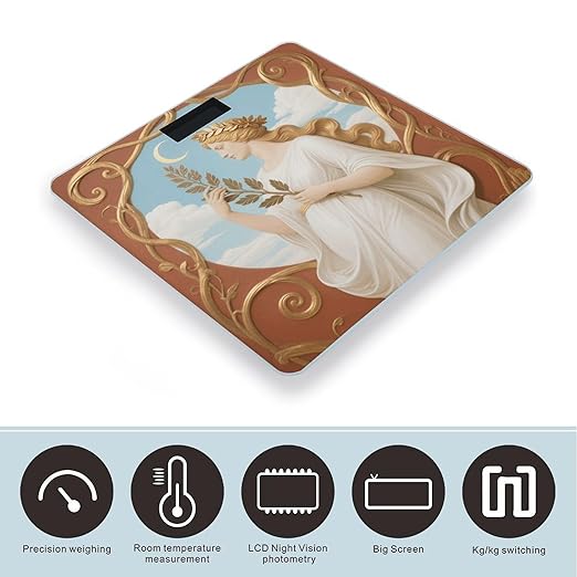 Daisy Chain Crown on Woman Scale for Body Weight Sturdy Tempered Glass Weighing Scales with LCD Display Accurate Digital Bathroom Scale Convenient Body Fat Smart Scales Easy Read