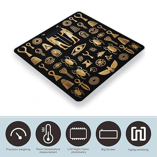 Ancient Egyptian Bathroom Scale for Body Weight LCD Display Digital Bathroom Scale Tempered Glass Bathroom Weight Scales Fashion Smart Scales for Home Bedroom 400 Lb