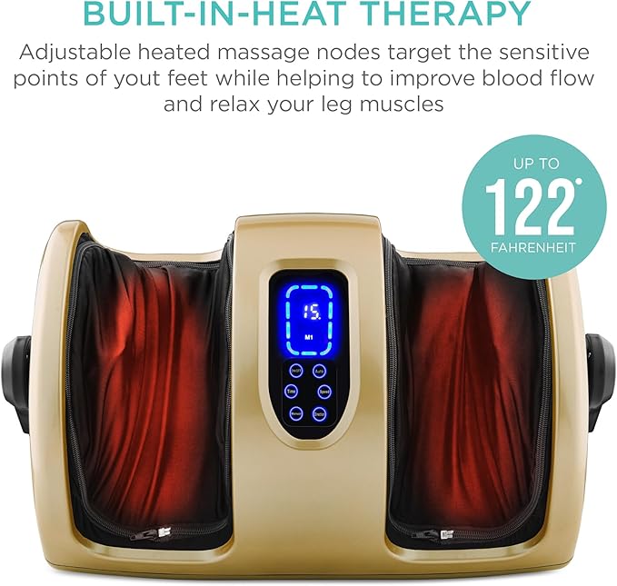 Best Choice Products Heated Shiatsu Foot Massager for Pain Relief Plantar Fasciitis Neuropathy Blood Circulation w/Compact Design - Gold