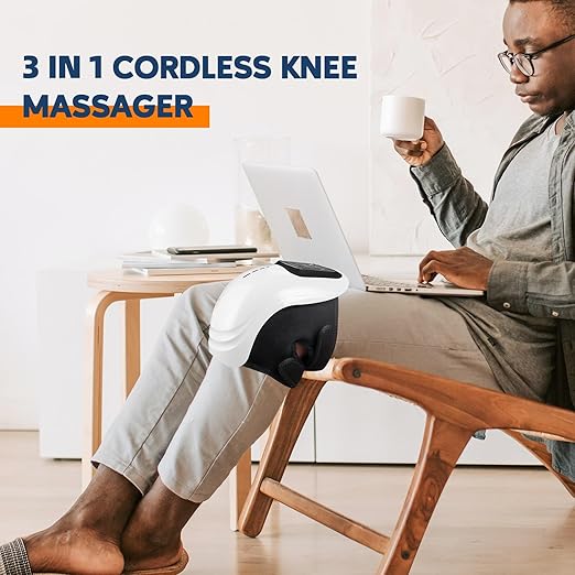 IeBilif Cordless Knee Massager with Large LED Screen Heated and Vibration Heated Knee Massager Gift for Birthday Gift for Husband Mom Dad