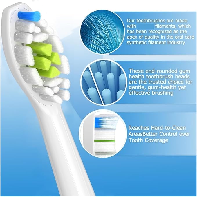 Replacement Toothbrush Heads Compatible with Electric Compatible for and Other Snap-On Handles(16pcs White)