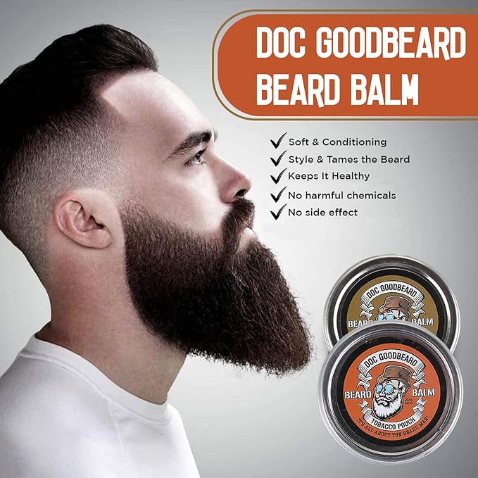 Doc Goodbeard Beard Balm Kit Includes 1 New Gloves Balm and 1 TB Pouch Balm for men All-Natural No Greasy Locks in Moisture for Skin and Beard Promote Beard Growth