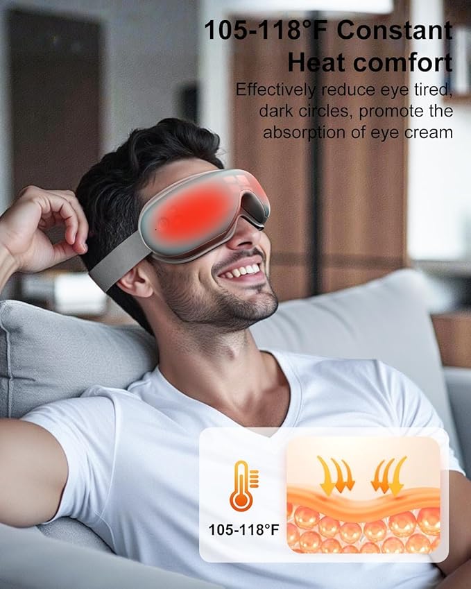cotsoco Eye Massager with Heat Birthday Gifts for Women Heated Eye Mask with Bluetooth Music Relax &amp Reduce Strain Dark Circles and Improve Sleep Gift for Mom Dad Women Men (Blue)