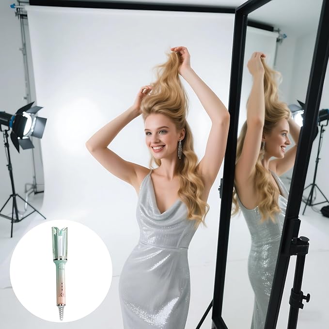 8-Second Wand Curling Hair Curler Hair Automatic For Hairdos Effortless Ceramic Safe Styling Curling Iron Gradient Mint Green Power 30W With Us Plug Beginner-Friendly
