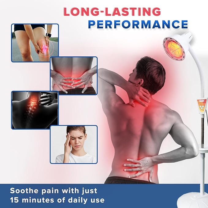 Infarex Stand-up Infrared Lamp | 275W Red Light Therapy Heat Bulb 3000h 110V | Rotating Adjustable Portable | Pain Relief Muscle Aches | Home Spa Dermatology Clinic Beauty Salon