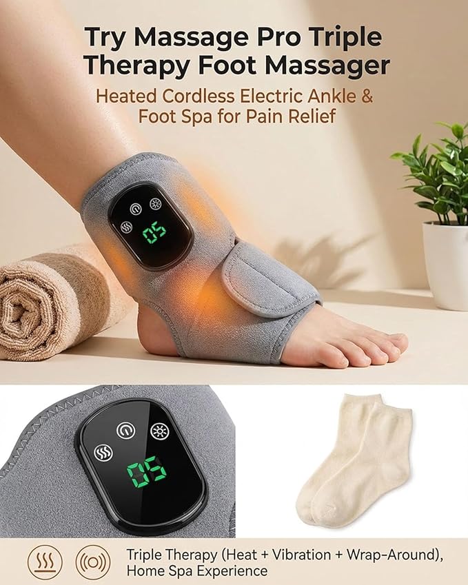 Try Massage ProTriple Therapy Foot MassagerAnkle Renew Spa Bath Cordless Electric Heated with 5 Heat &amp 3 Vibration for Pain Relief Relaxation Neuropathy Home Office Family Ideal Gift (2)