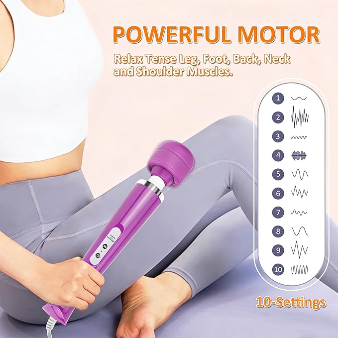 Wired Wand Massager for Women 10-Speed Electric Handheld Deep Tissue Massager Powerful Plug-in Full Body Muscle Recovery Tool for Neck Back Shoulder &amp Foot Relief