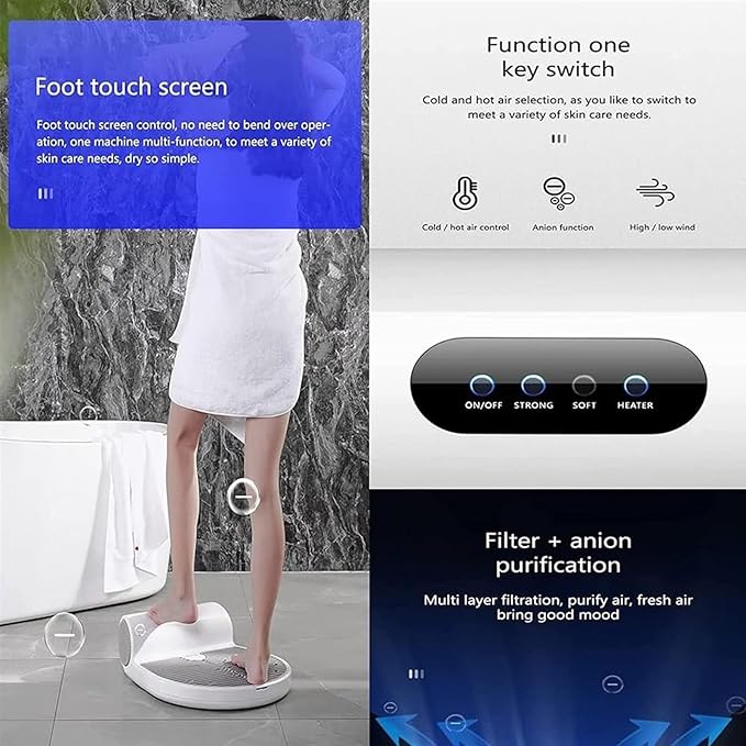 NYMFEA Body Dryer Body Dryer After ShowerNegative Ions Body Heater Blow Dryer Body Hair Dryer with Gravity Sensor Natural Warm Air Wind and Cool WindNoscale