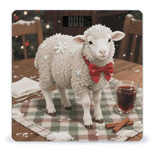 Christmas Sheep Weight Scale Large Digital Bathroom Scales with Bright LED Display Non Slip Digital Scale and Step On Fashion Weighing Machine for Body