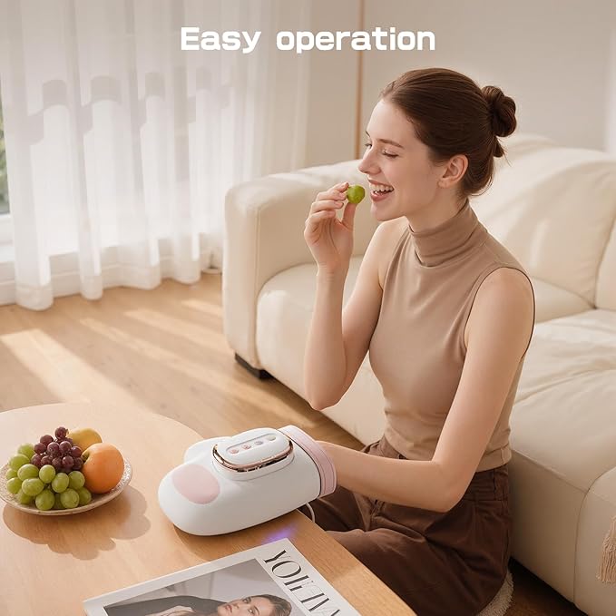 Hand Massager with Heat and Compression Finger Massager Cordless Deep Relaxation Gift for Women Men ChristmasPink